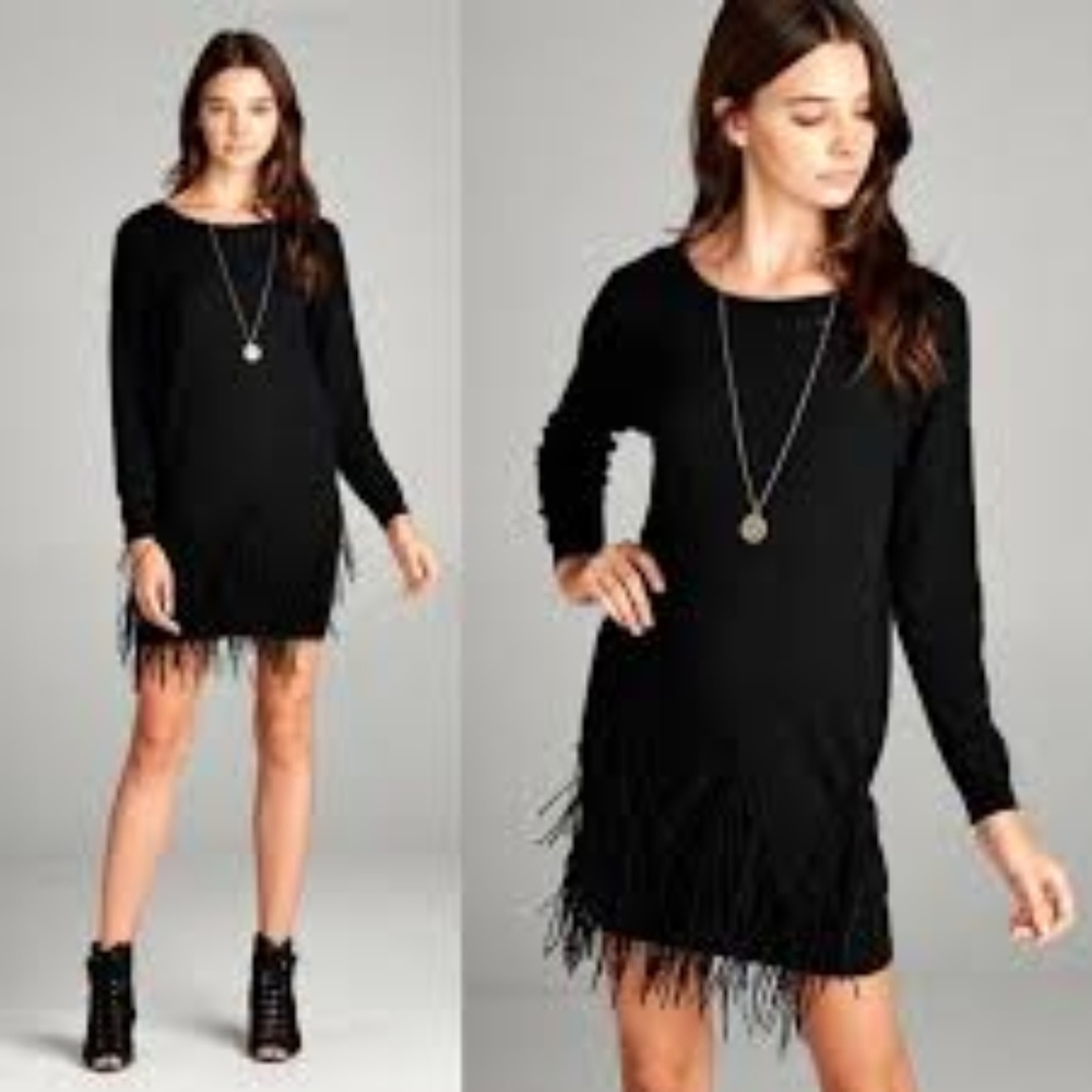 Fringe It Up Black Holiday Dress